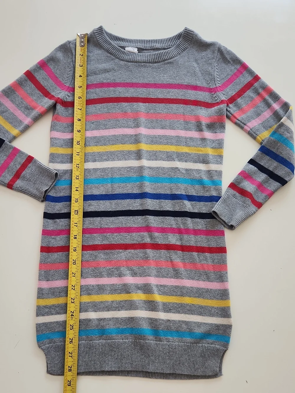 Gap Kids Gray Rainbow Stripe Knit Striped Knit Sweater Dress Medium 8/9